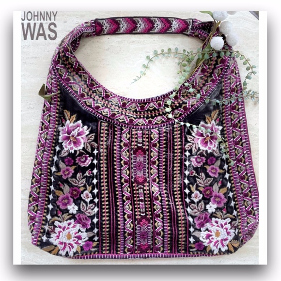 SOLD Johnny Was Valmere Velvet Hobo Bag - Picture 2 of 7